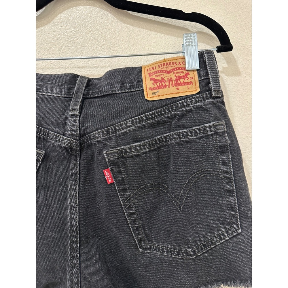 Levis 501 Original Cutoff Denim Shorts Black High Waisted Button Fly Size 27 - Picture 5 of 7